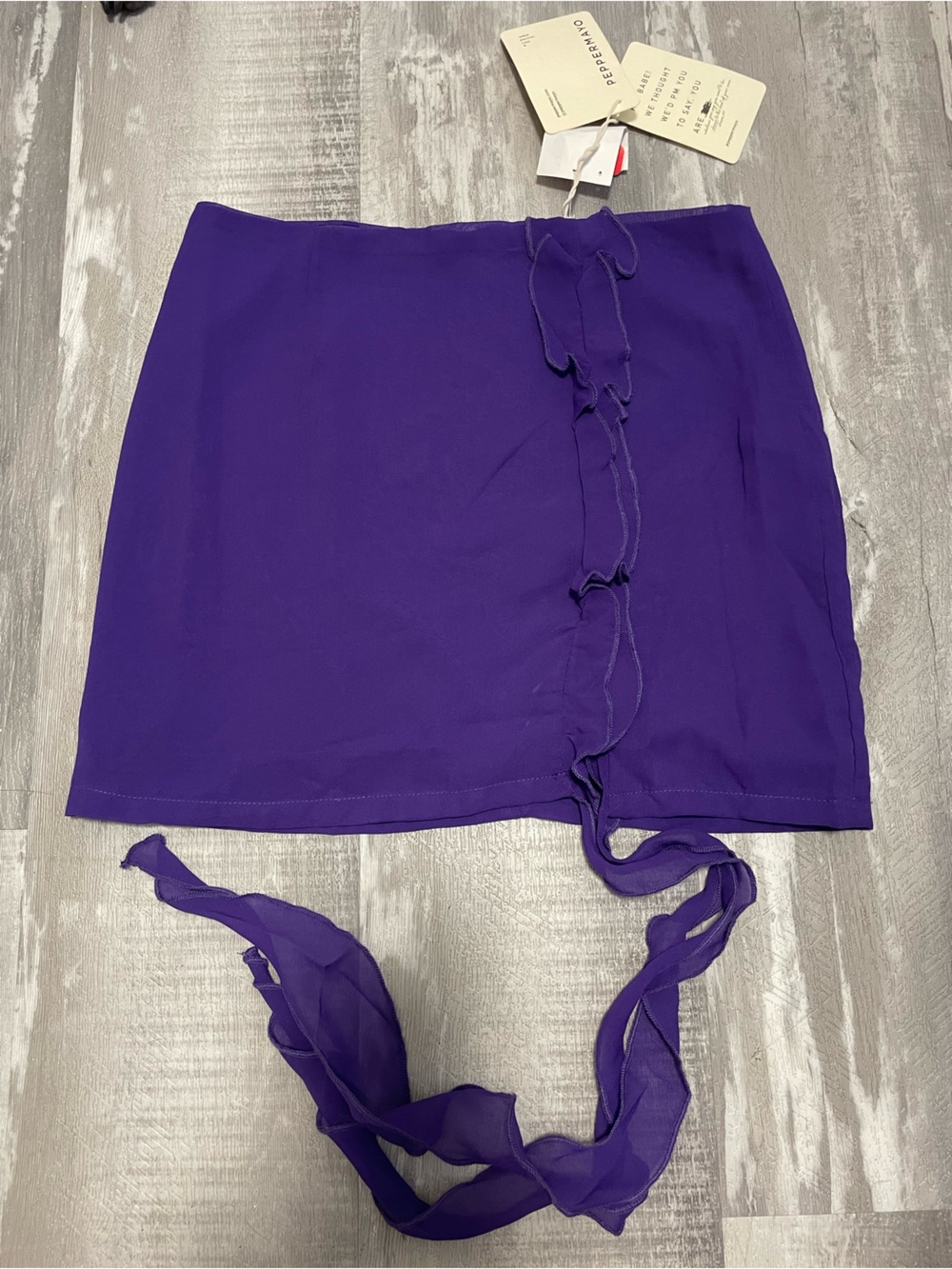 Purple Ruffle Tie-Detail Mini Skirt NWT